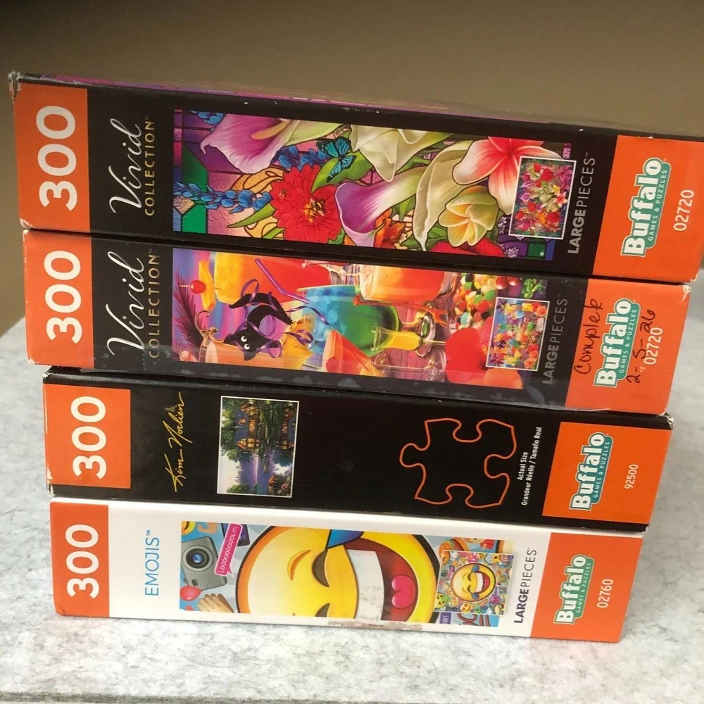 4 ~Buffalo 300 Large Piece Puzzles~ Vivid Collection~Kim Norlien~Emojis COMPLETE